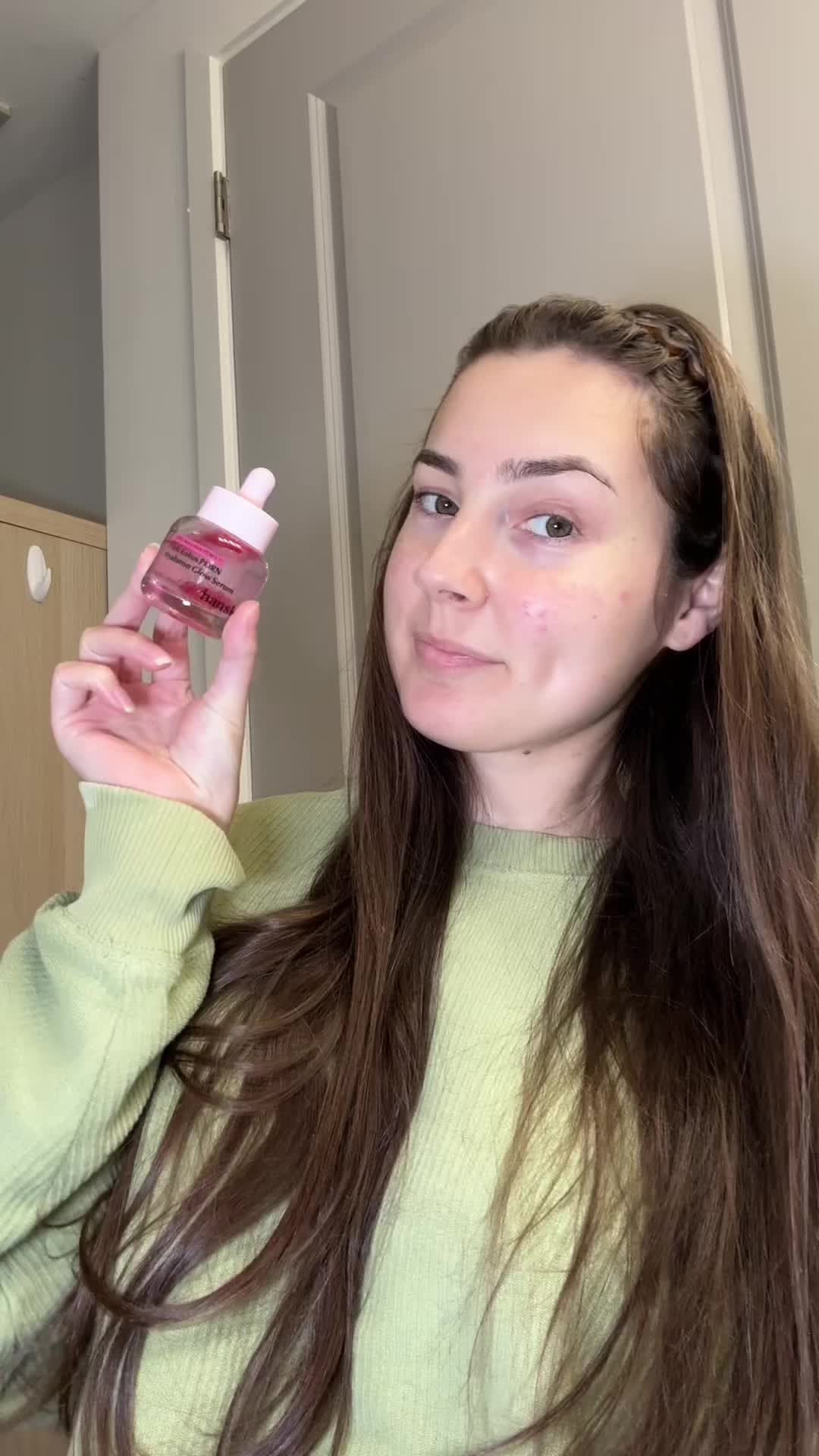 TikTok post by @cassidy.castillo for Hanskin Skincare. Caption reads: Love a good serum! This leaves my skin looking....