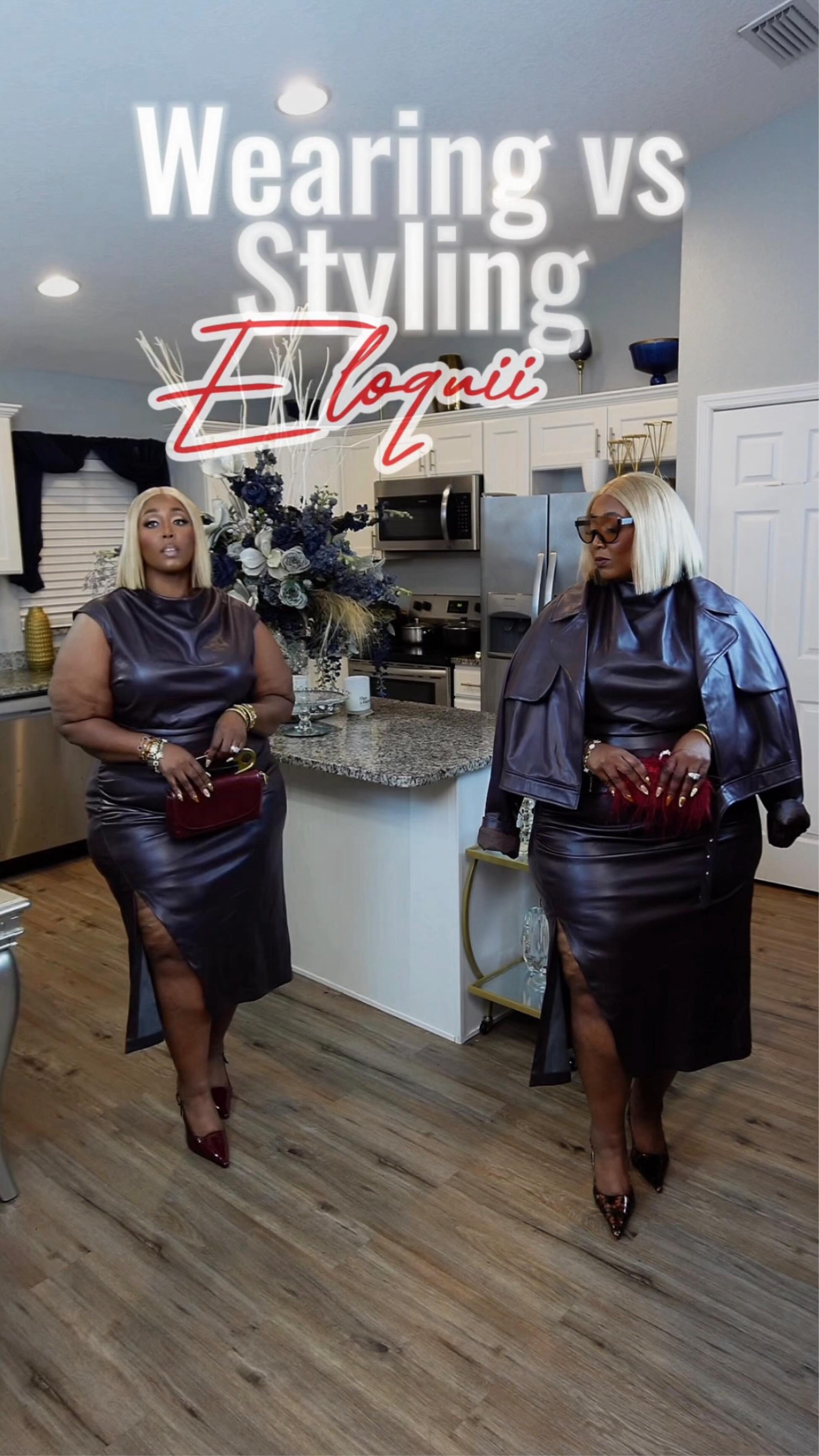 Instagram post by @itsmeshawanav for ELOQUII. Caption reads: Who knew leather on leather with a peek of leopard....