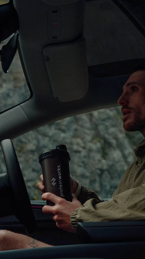 Instagram post by @nathanhorn_health for Protein Works. Caption reads: [...] trails of Cheddar Gorge. Fuelled by....