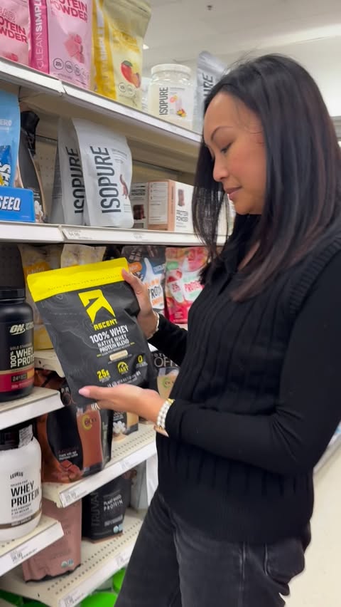 Instagram post by @themelissalifestyle_ for Ascent Protein. Caption reads: [...] stores 🛒✨ @ascent_protein @Target....