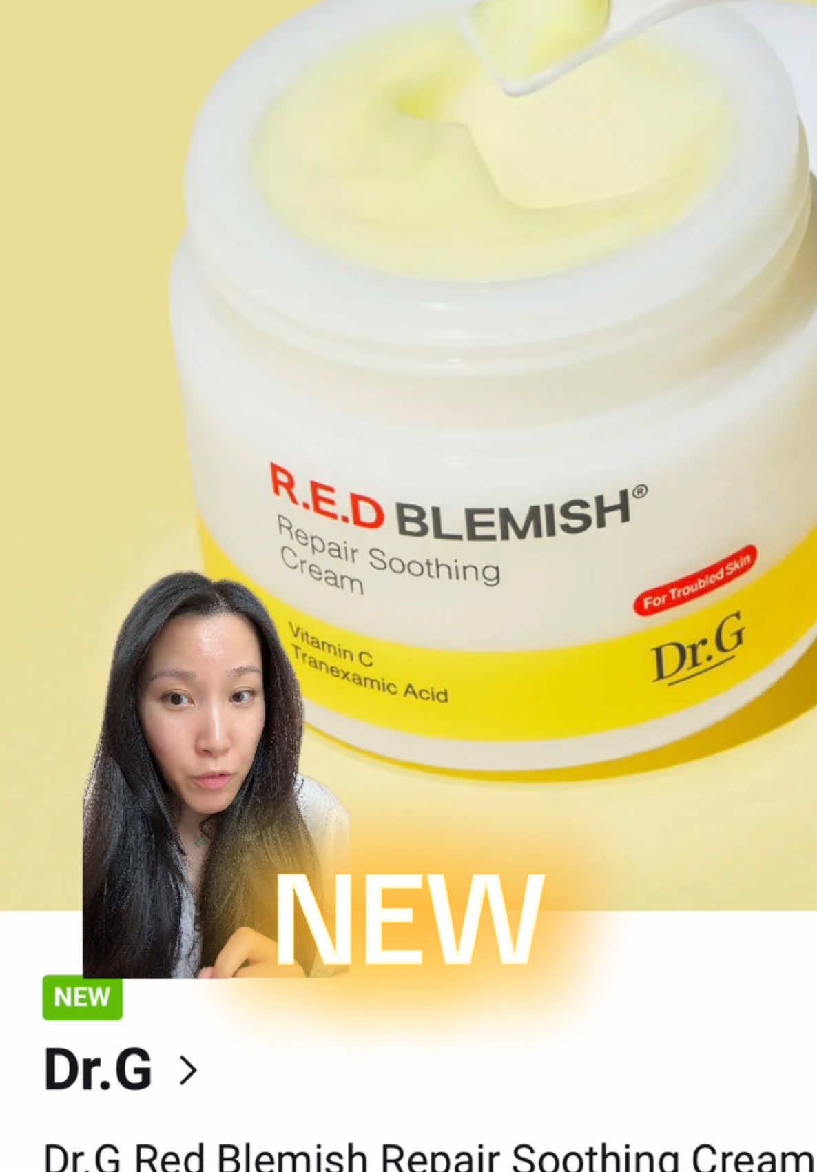 TikTok post by @kristingl for Dr.G. Caption reads: NEW Dr.G Repair Soothing Cream ingredient review....