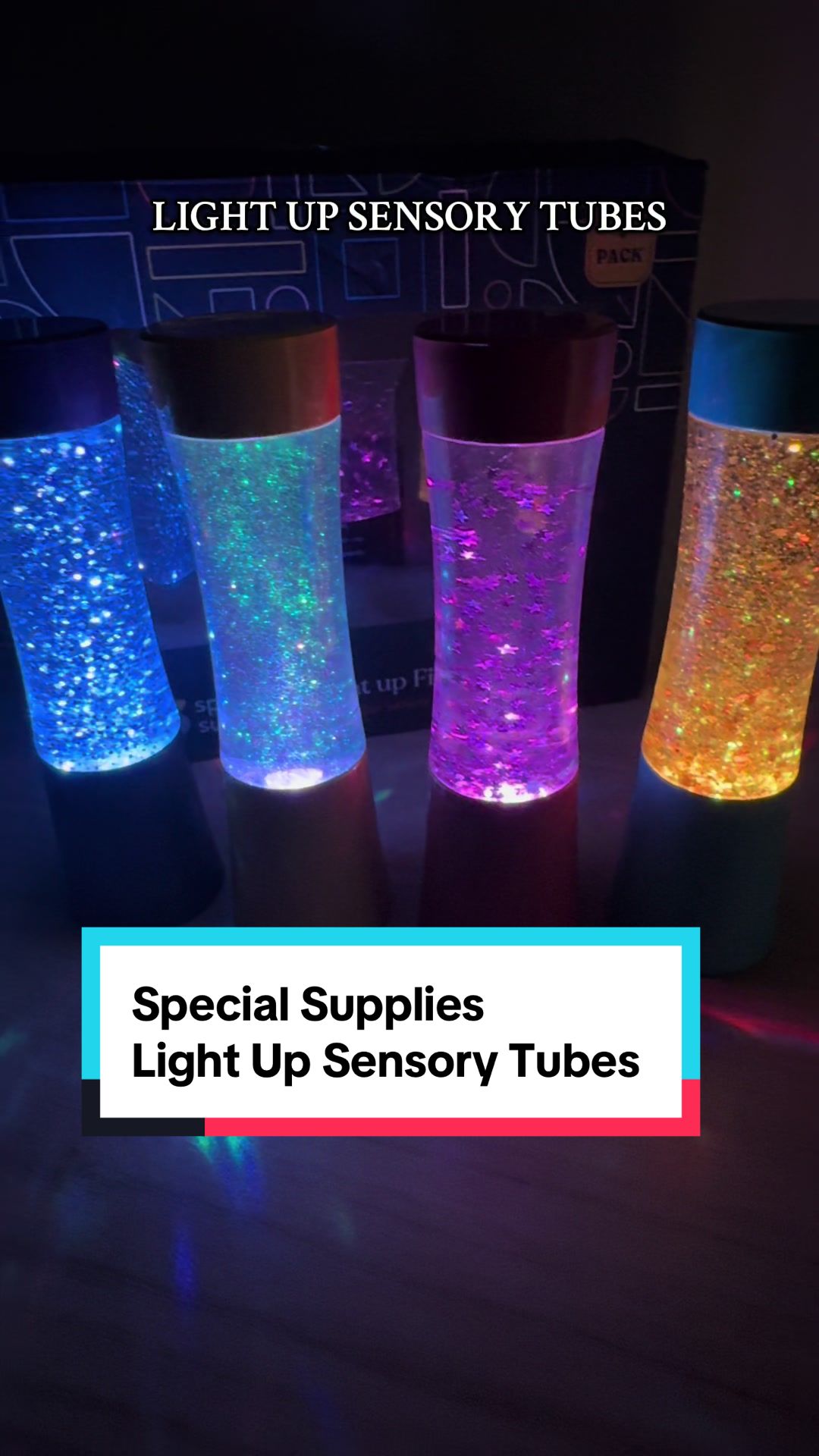 TikTok post by @simplywithsamantha for Special Supplies. Caption reads: ✨Calm, focus and fun all in one! These light up....