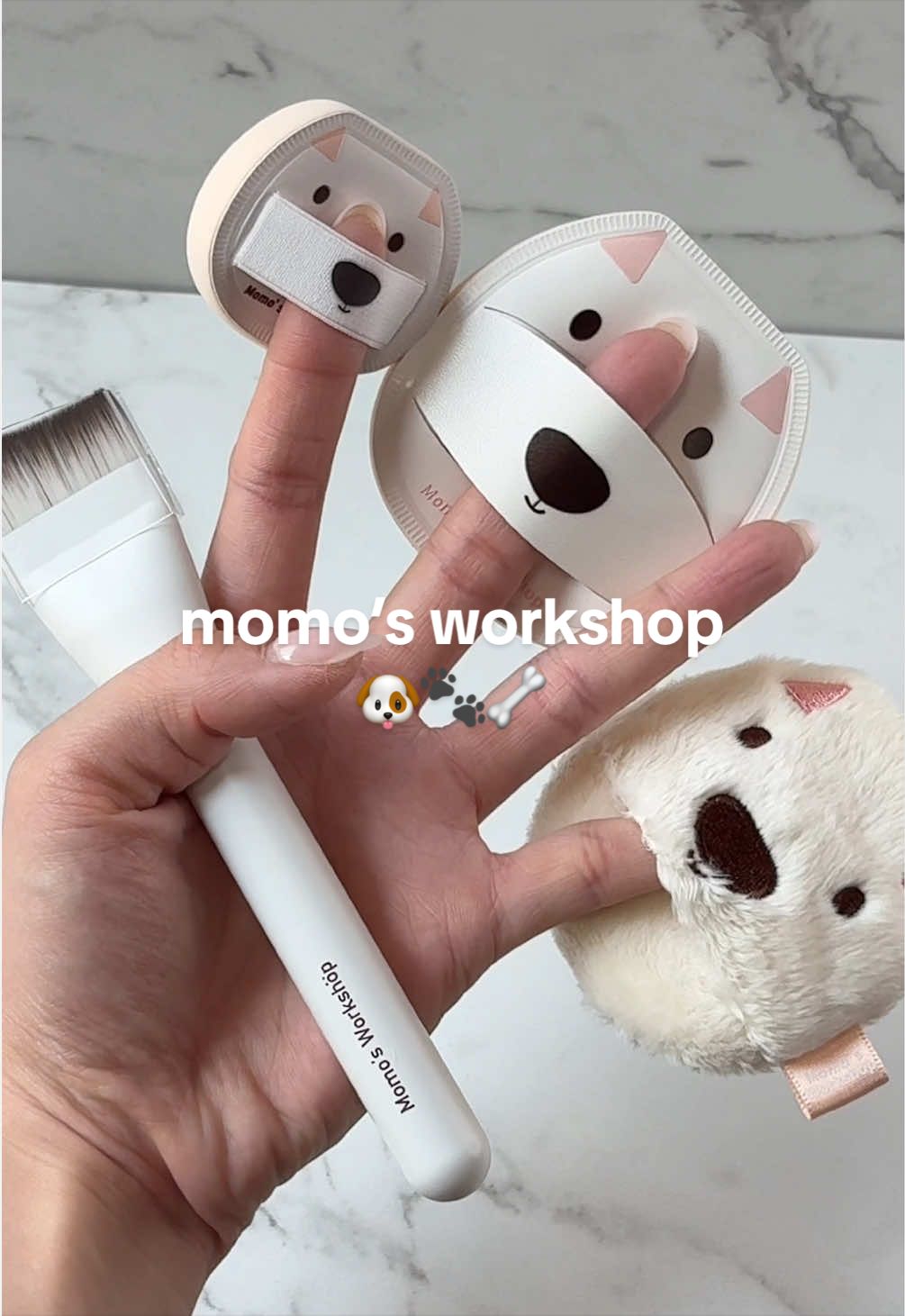TikTok post by @life_onloop for Momo’s Workshop. Caption reads: Cute makeup tools = instant serotonin 💗 @Momo's....