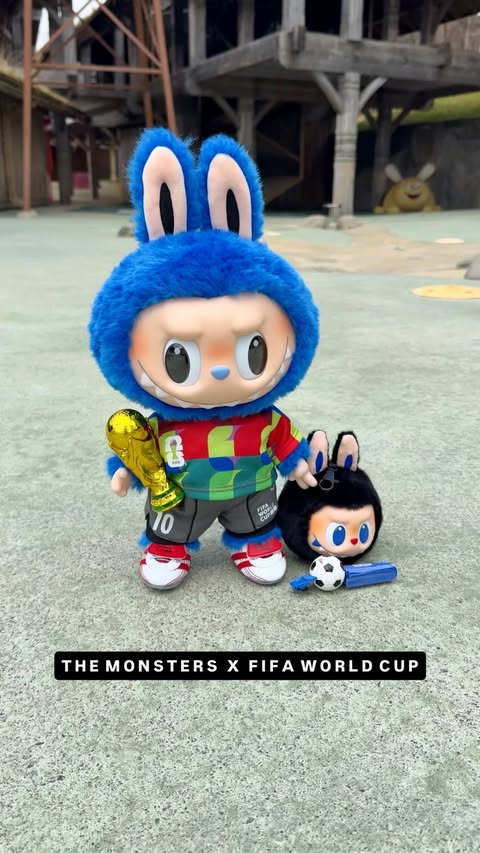 Instagram post by @leonstreetskills for POP MART. Caption reads: [...] THE MONSTERS x FIFA WORLD CUP! 🤩❤️‍🔥....