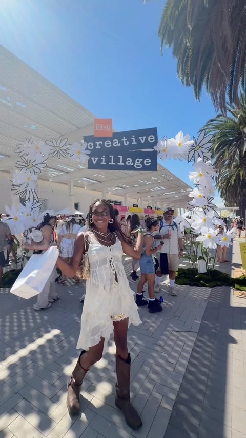 Instagram post by @sagethomasss for etsy. Caption reads: BEST DAY EVER🩷🌼 #etsypartner #oliviarodrigo....