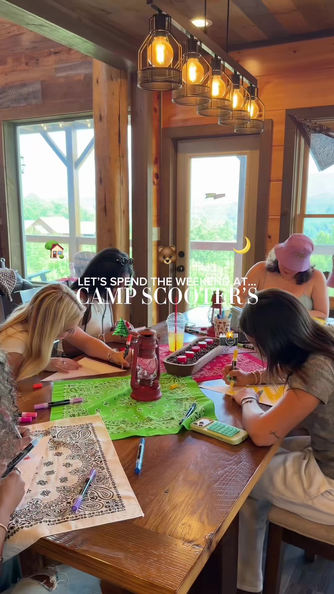 TikTok post by @hallesoswag for Scooter's Coffee. Caption reads: Let’s spend the weekend at… CAMP....