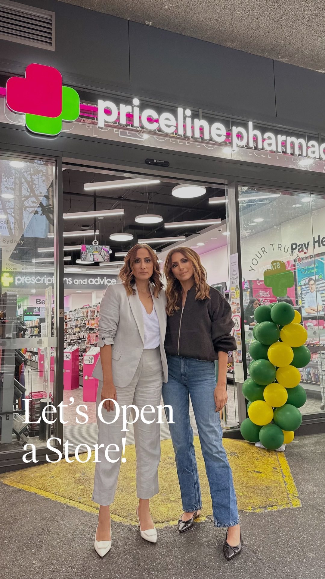 Instagram post by @sallyobermeder for Priceline. Caption reads: Come with us ! 💚🩷.