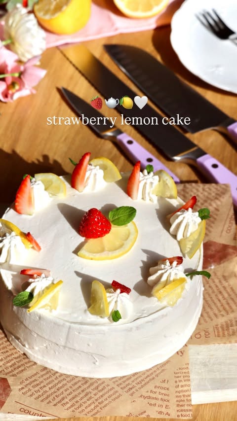 Instagram post by @izzyskitchen_ for WÜSTHOF. Caption reads: spring desserts just hit different 🍓🍋 this....