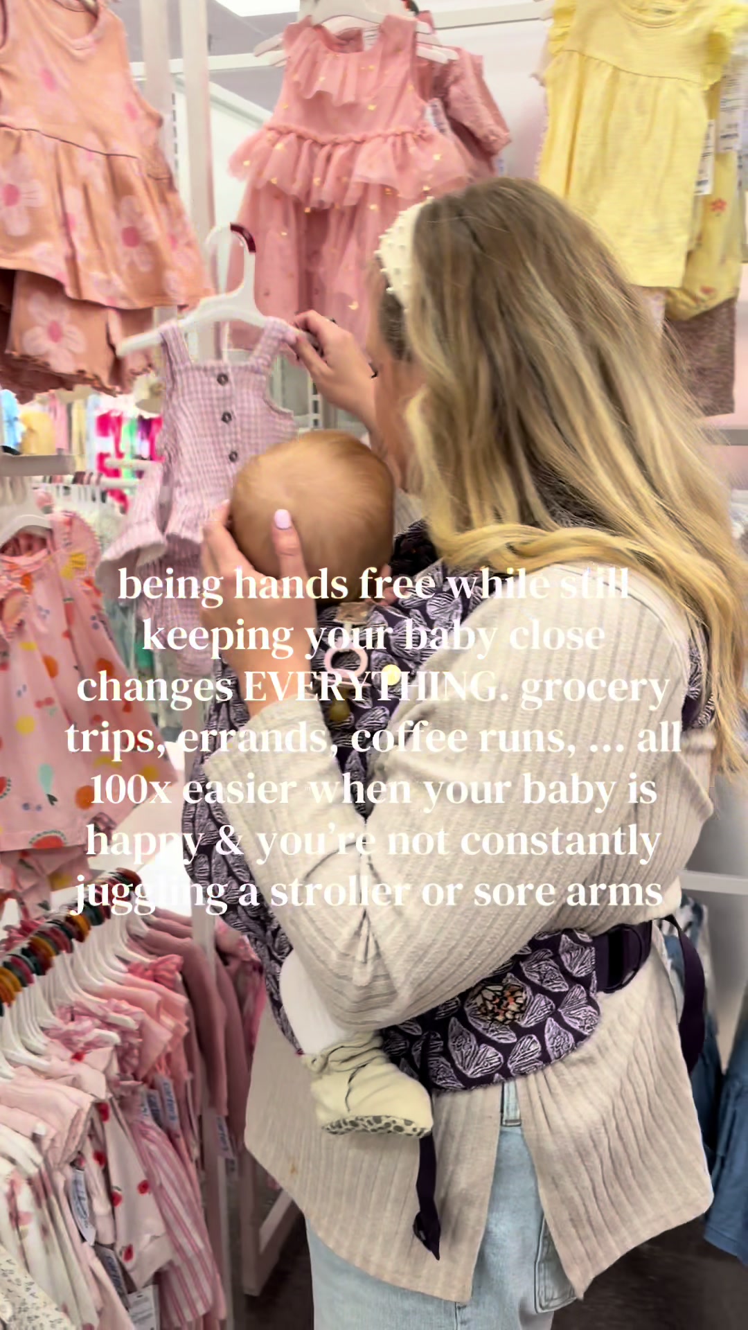 TikTok post by @haleys_hanger for MABĒ Carriers. Caption reads: [...] store 😂🤍 seriously though… ily @MABĒ....