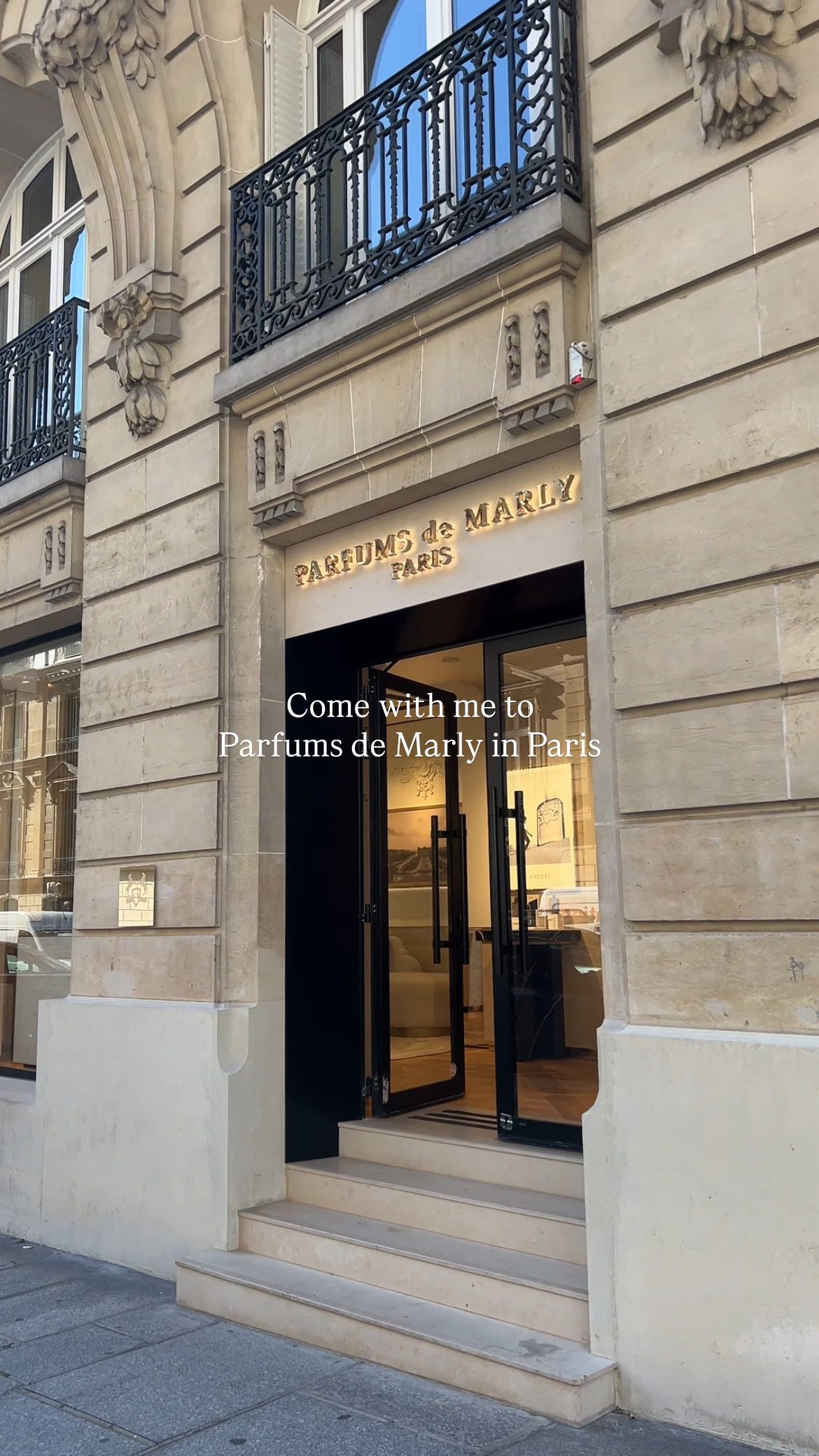 Instagram post by @amberhuanng for PARFUMS de MARLY. Caption reads: Visited the new @parfumsdemarly boutique in Paris!....