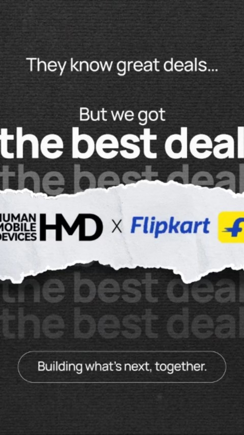 Instagram post by @flipkarttechspert for HMD. Caption reads: The biggest collaboration is here! HMD × Flipkart.....