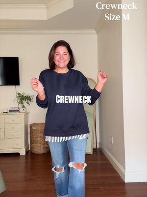 TikTok post by @itsmelissatate for OFEEFAN. Caption reads: @OFEEFAN crewneck size M #pullover #sweatshirt....