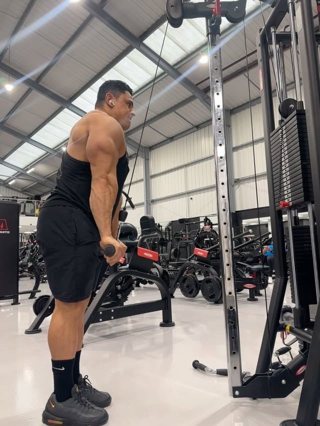 Instagram post by @_kayayusuf7 for DY NutritionTM. Caption reads: Big arms are strong arms, one of my favourite mass....