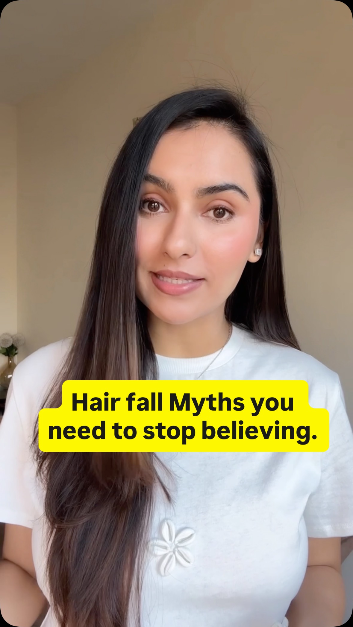Instagram post by @skin_by_dr.shivangi for Indulekha. Caption reads: 🌸 Some hair fall myths, you probably should stop....