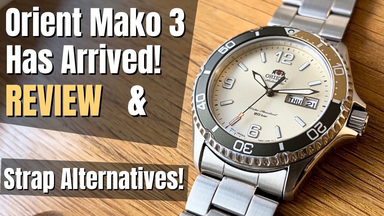 YouTube post by @NordicWatchChannel for StrapsCo. Caption reads: Orient Mako 3 Review With Strap Alternatives!....
