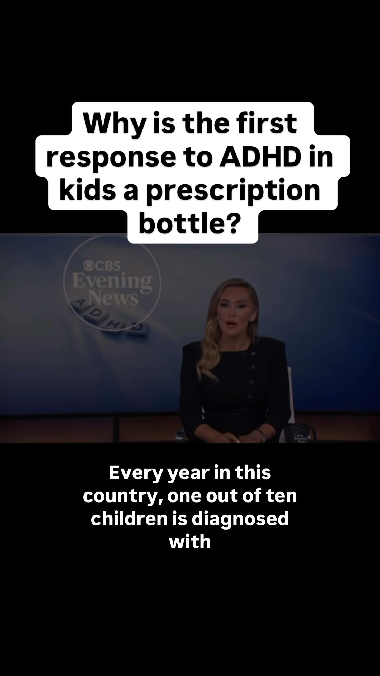 Instagram post by @officialherd for CBS News. Caption reads: Children are being handed prescriptions before....