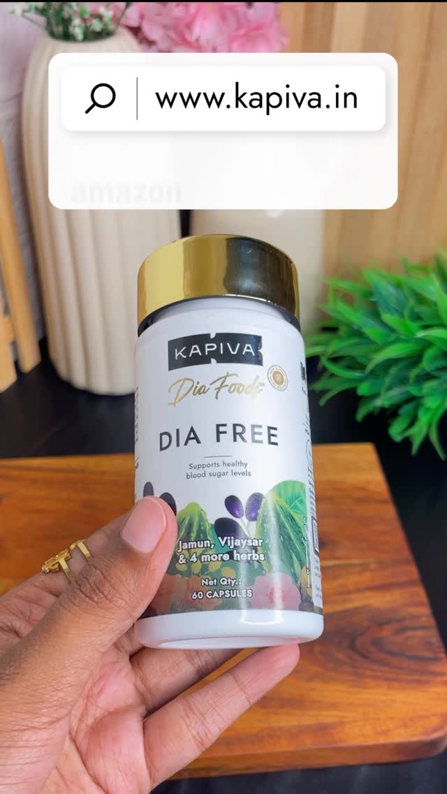 Instagram post by @shecookks for Kapiva. Caption reads: 💯The No.1  Sugar Supplement* Dia Free Juice, is....