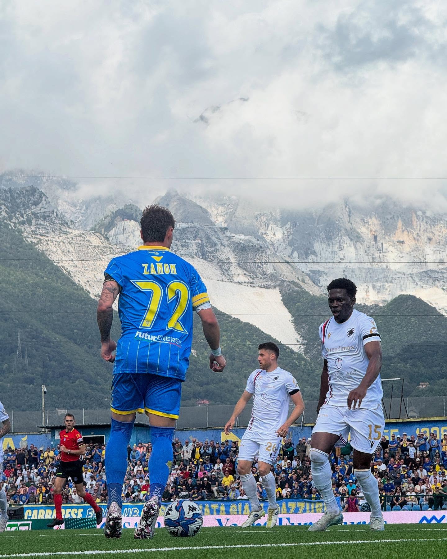 Instagram post by @simozanon_ for Copa90. Caption reads: 20 images from Carrarese v Sampdoria through the....