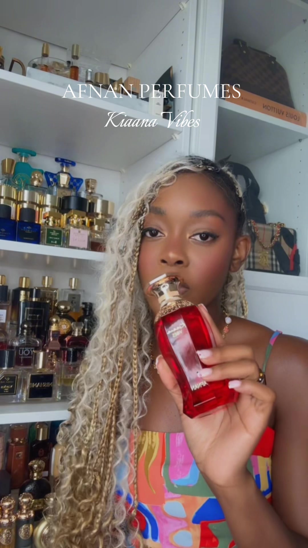 TikTok post by @christinetinad for Afnan Perfumes. Caption reads: Afnan Perfumes - Kiaana Vibes💗✨ This is an [...].