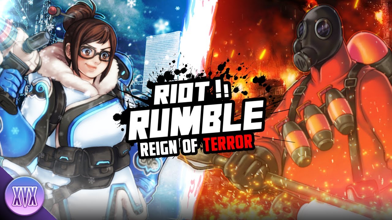 YouTube post by @hyunsdojo for Amino Apps. Caption reads: Mei vs Pyro - Riot Rumble.