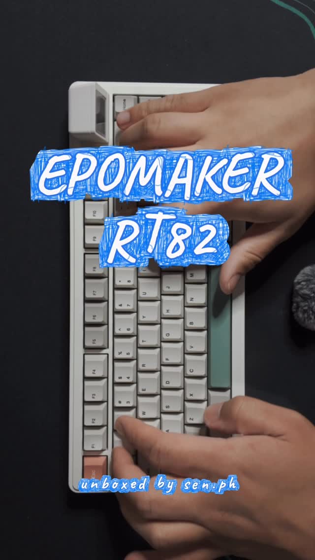 Instagram post by @samuelnarbuada for Epomaker. Caption reads: @EPOMAKERkeyboard RT82 with Sea Salt V2 silent....