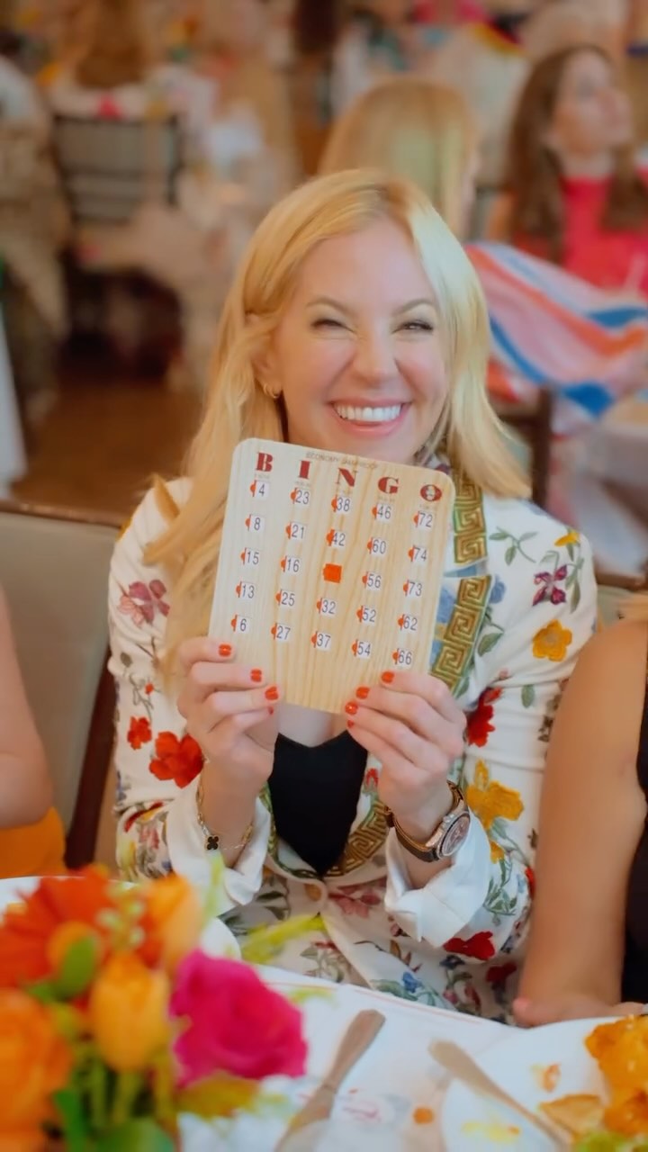 Instagram post by @hshomeshouston for Douglas Elliman. Caption reads: 💛THETA CHICA BINGO 2025🖤

What a wonderful....