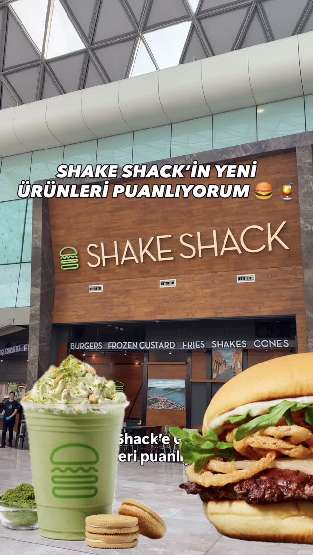 Instagram post by @gezimekanrehberi for Shake Shack. Caption reads: Shake Shack’te yeni ürün alarmı 🚨 
#reklam....