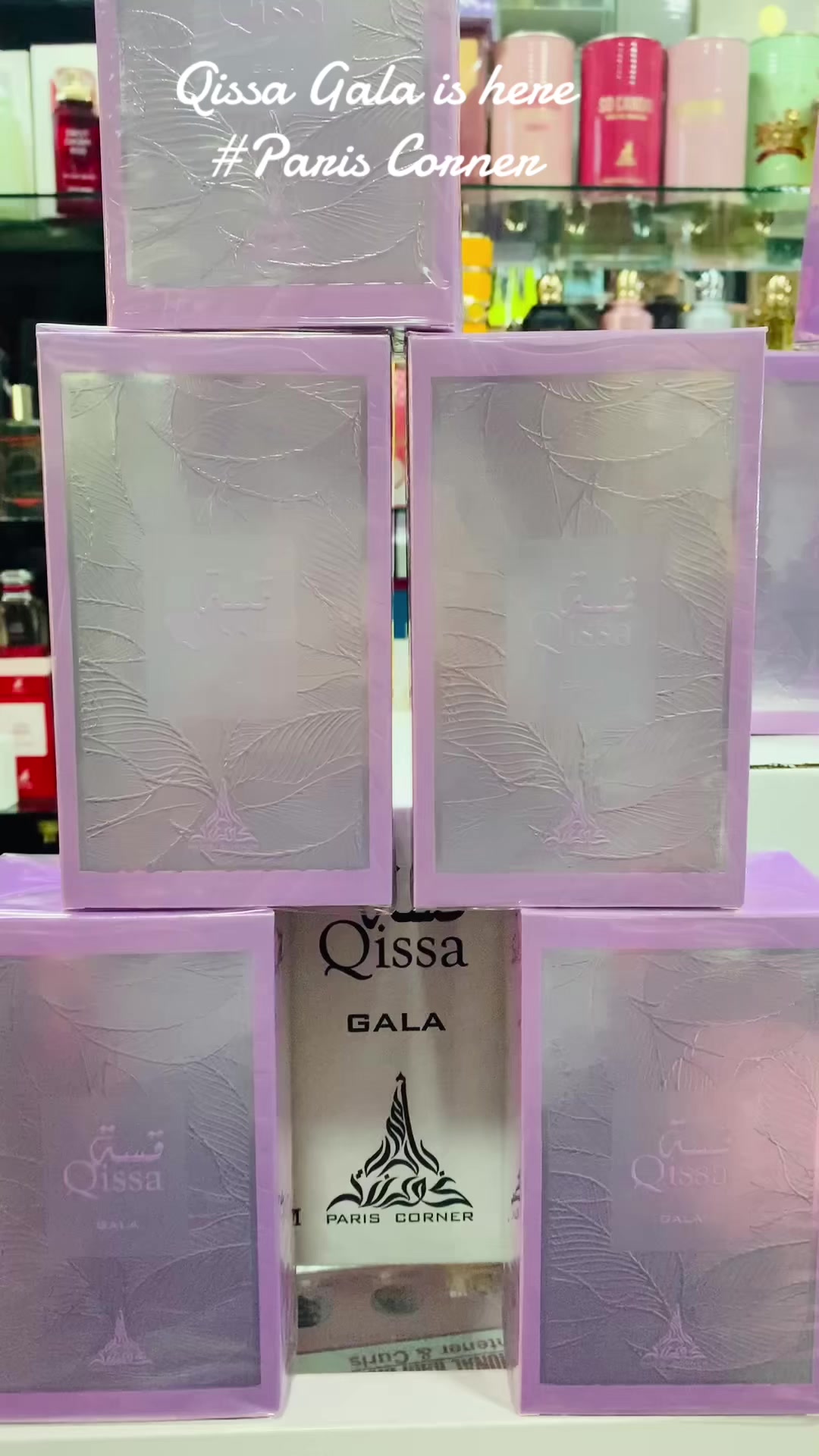 TikTok post by @naz.garden for Paris Corner Perfumes. Caption reads: Qissa collection has landed@NazGarden. Qissa gala,....