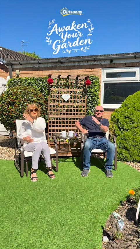 Instagram post by @two_jays_2 for Aosom. Caption reads: [...] to our garden. ad/pr #outsunnyuk #aosomuk....