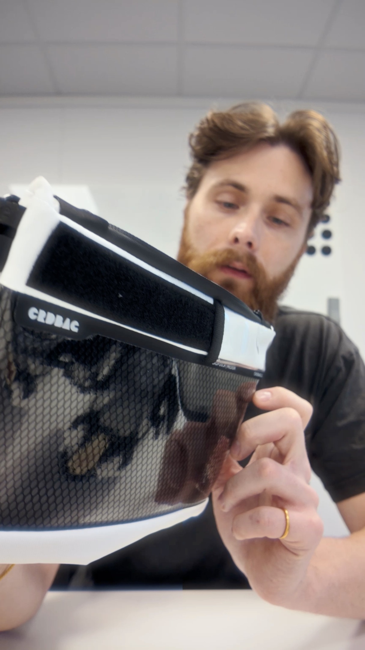 Instagram post by @richardgotze_ for CRDBAG. Caption reads: Meet the CRDPouch – Arctic White: limited edition,....