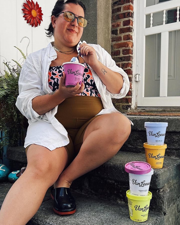 Instagram post by @empschultz for Van Leeuwen Ice Cream. Caption reads: #Ad While people are transitioning their wardrobes....