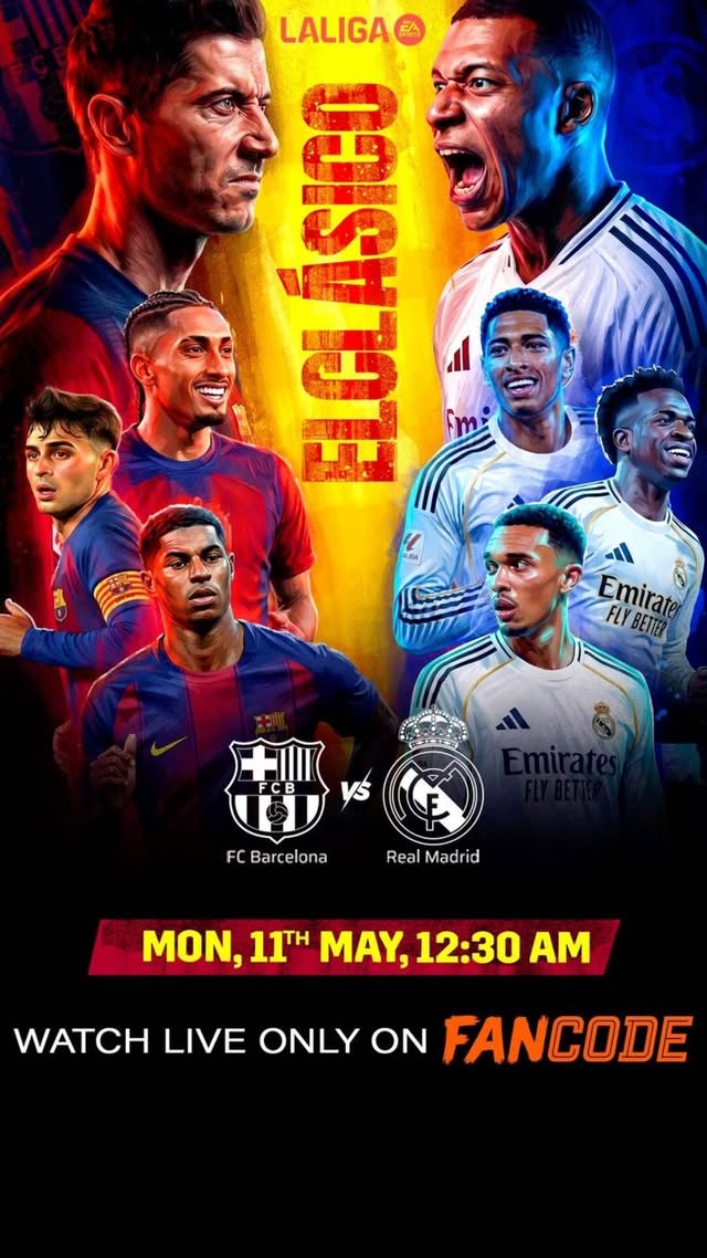 Instagram post by @marshaunseen for FanCode. Caption reads: [...] winning el clasico!!! Watch it live on....