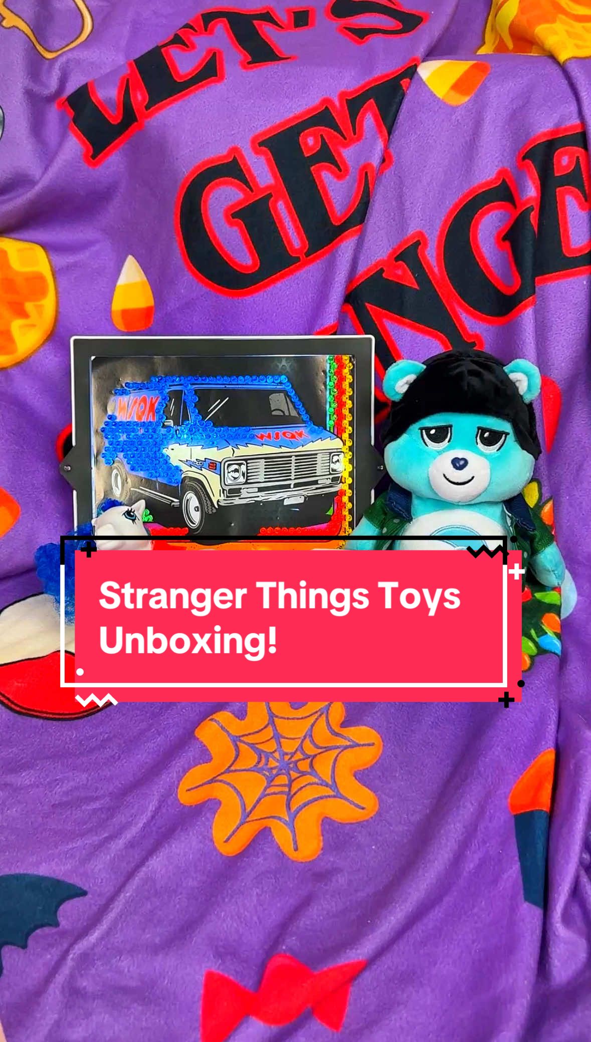 TikTok post by @briteandbubbly for Basic Fun!. Caption reads: [...] amazing box from @Stranger Things and @Basic....
