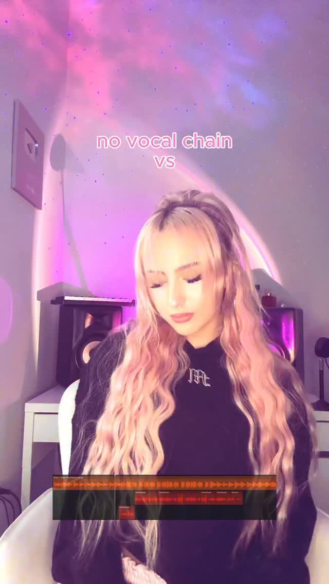 Instagram post by @caprieveritt for BandLab. Caption reads: dry vocal vs with my @bandlab vocal chain 🧑‍🍳🤌.