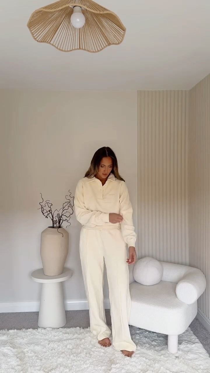 Instagram post by @the.ashton.home for Cernucci. Caption reads: Butter yellow tracksuit 🧈

Okay I am obsessed!....