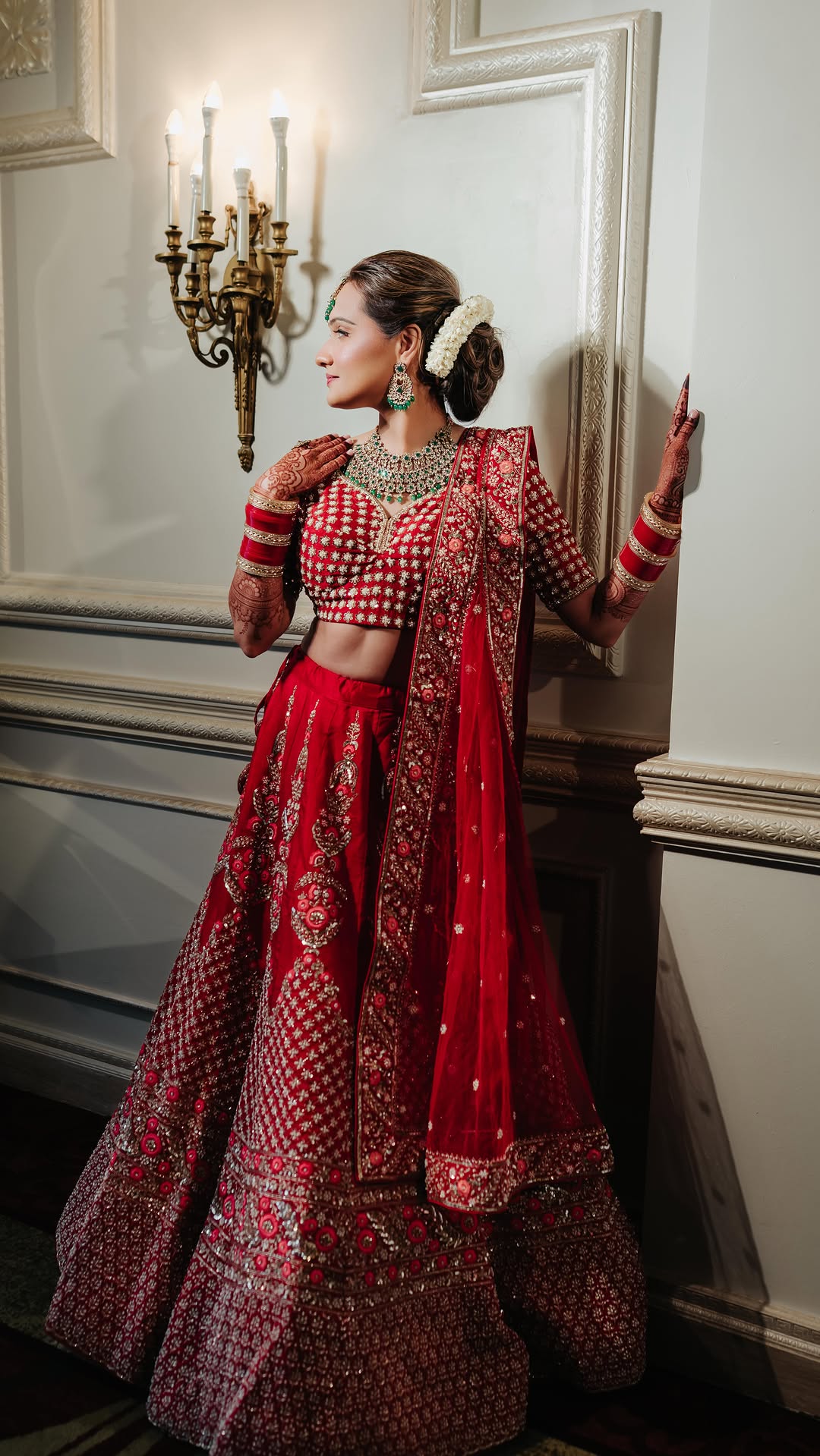 Instagram post by @kirnidesigns for VOGUE India. Caption reads: The classic Indian BRIDE.. soft champagne neutral....