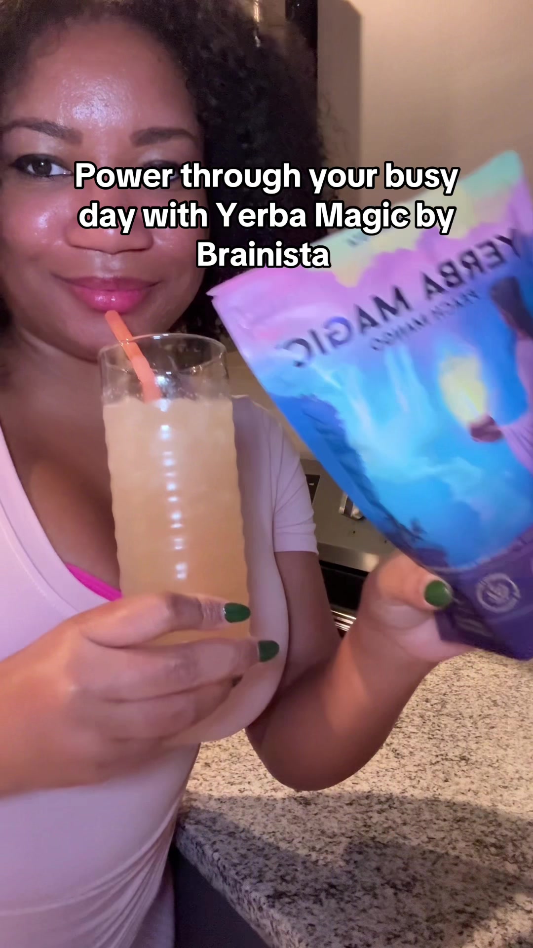 TikTok post by @goddess_portia for Brainista. Caption reads: @brainistaofficial #yerbamagic #yerbamatetok [...].