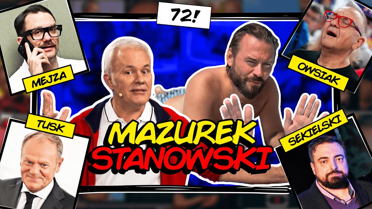 YouTube post by @KanalZeroPL for Mubi.pl. Caption reads: MAZUREK & STANOWSKI #72: TUSK'S MERITS, THE MEJZA....