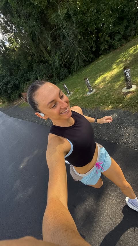 Instagram post by @becputna for Shokz. Caption reads: I’ve been loving my Shokz OpenRun Pro 2 headphones....