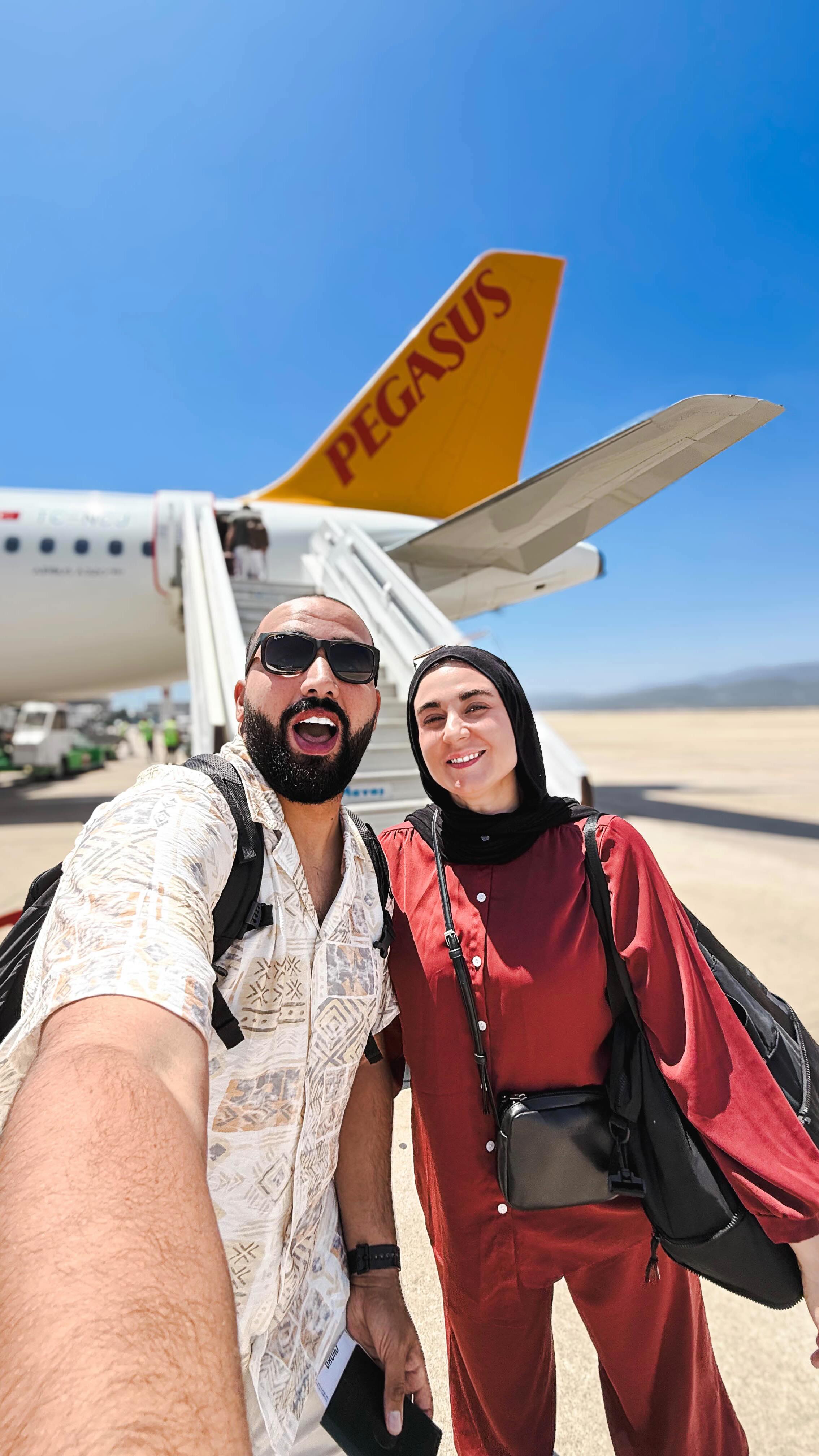 Instagram post by @_kasoest_ for Pegasus Airlines. Caption reads: [...] We flew directly from Algeria with Pegasus....
