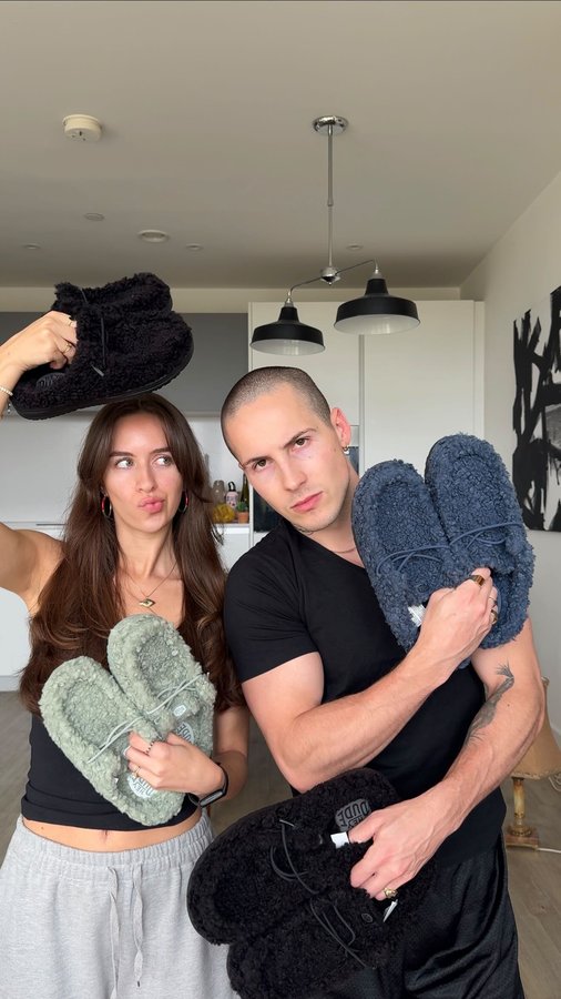 Instagram post by @paveldavison for HEYDUDE. Caption reads: oh so for indoor AND outdoor use, you say?....