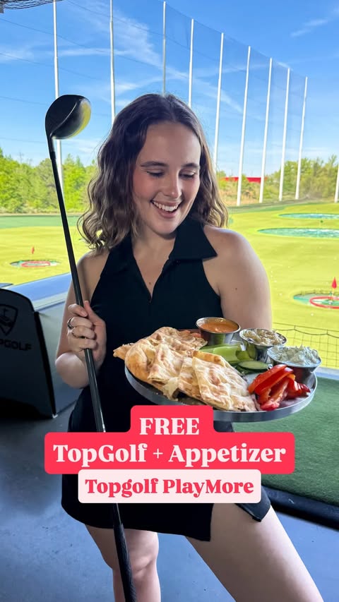 Instagram post by @clt.living for Topgolf. Caption reads: [...] is so good… If you haven’t tried the Topgolf....