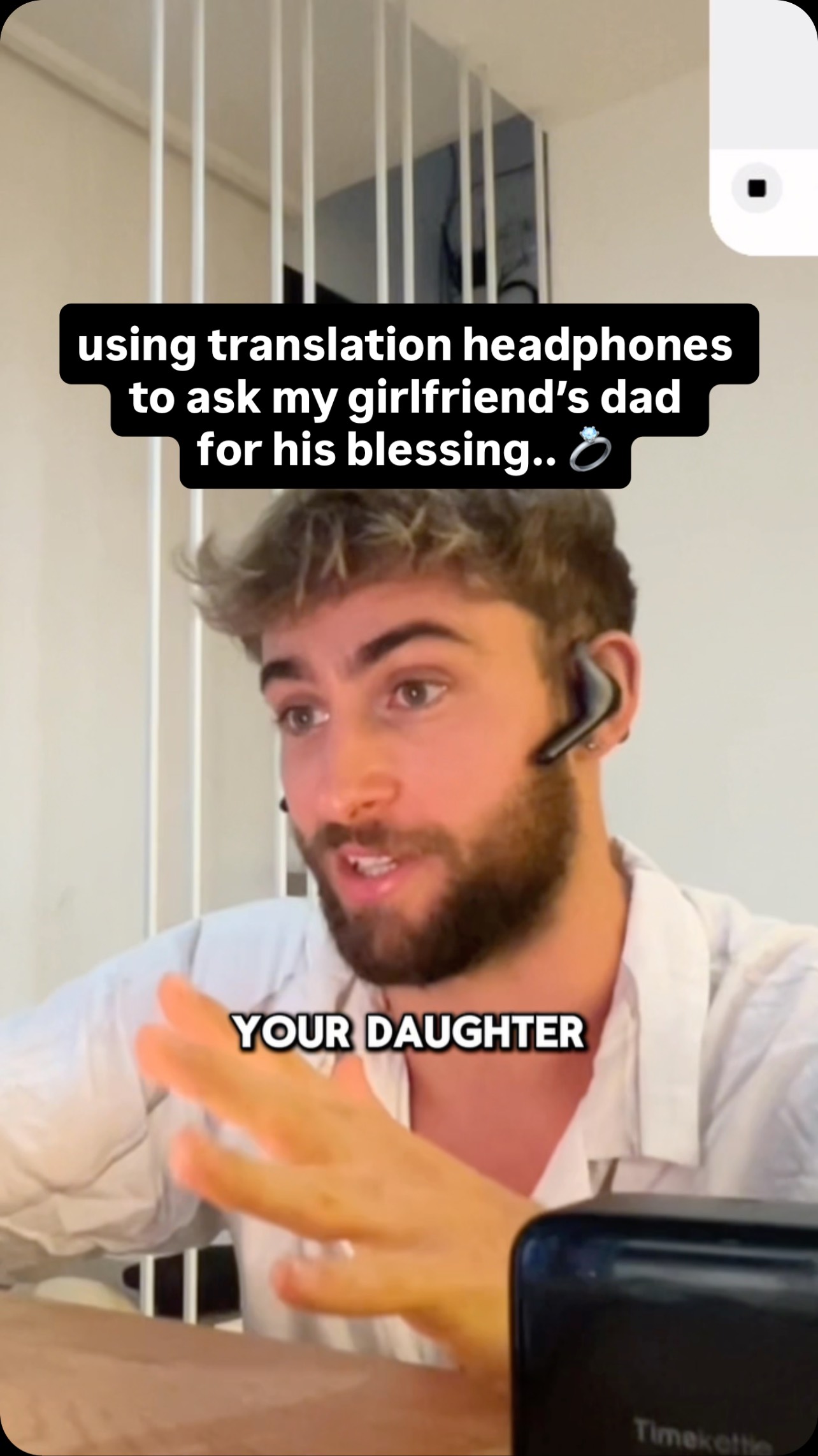 Instagram post by @melandphil for Timekettle. Caption reads: How do you guys think it went?? @timekettletech....