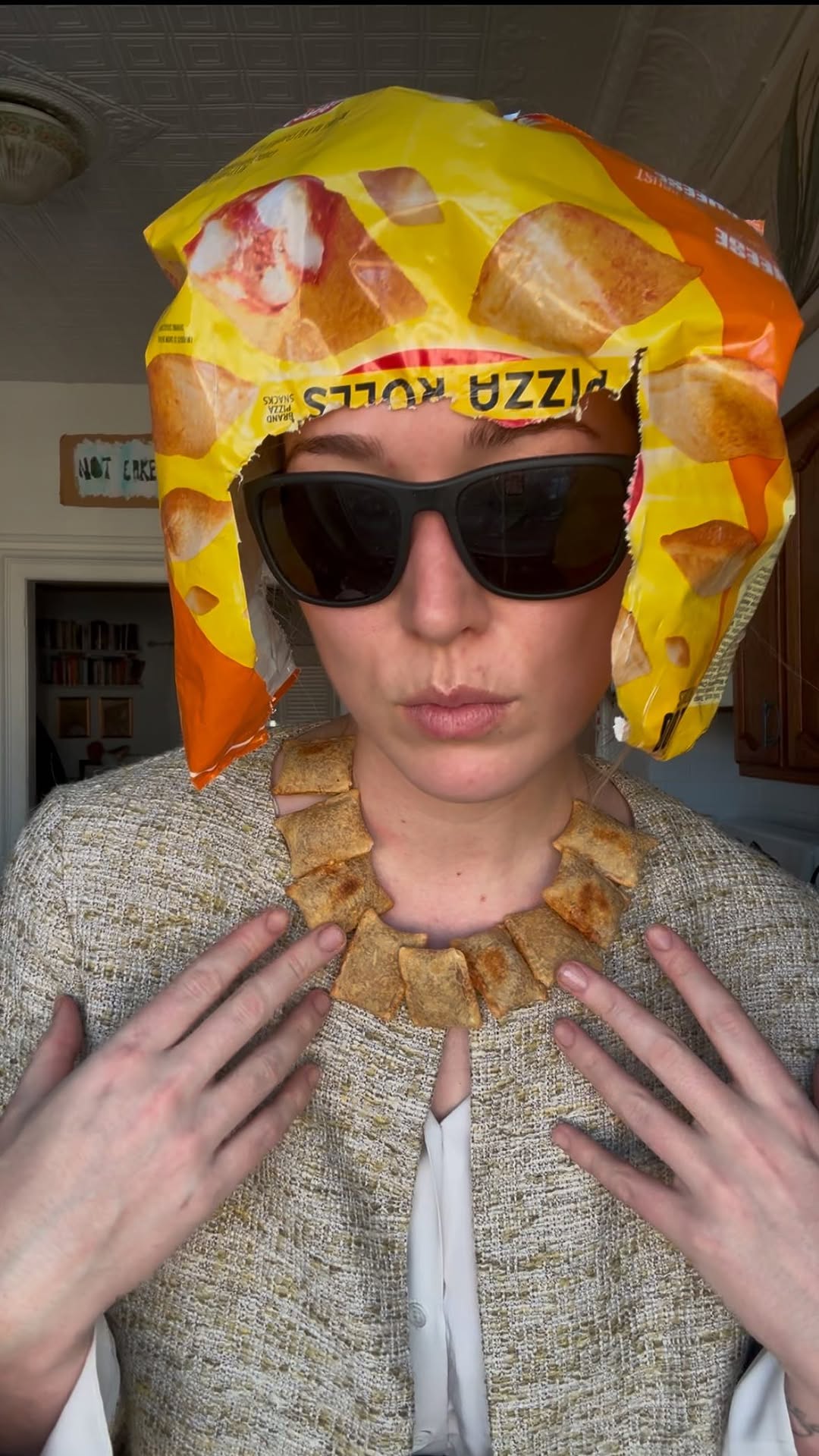 Instagram post by @angelicahicks for Totino's. Caption reads: Looking like a snack? Serving up a look? At about....