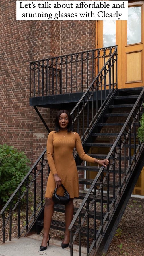 Instagram post by @ellarh_h for Clearly. Caption reads: As someone who has been wearing glasses for the....