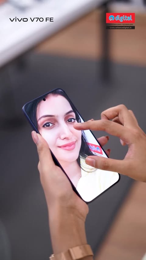 Instagram post by @deepuuofficial for Reliance Digital. Caption reads: At Reliance Digital, the all-new vivo v70fe is....