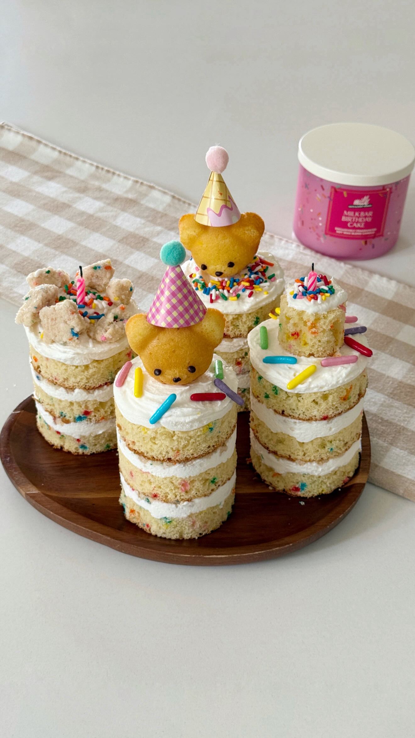 Instagram post by @betweenspoonfuls for Bath & Body Works. Caption reads: #ad Let’s make mini birthday cakes inspired by the....