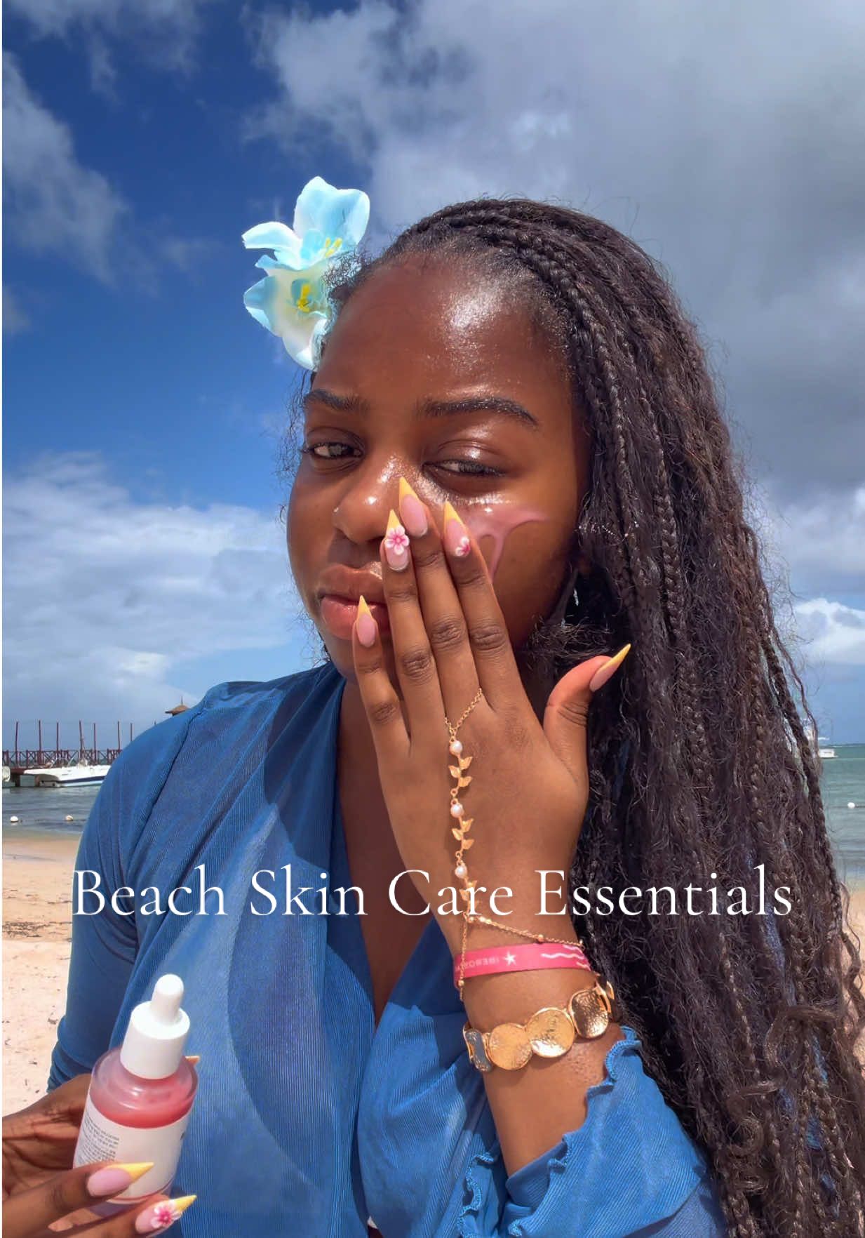 TikTok post by @rianne.eliza for Kanzen Skincare. Caption reads: [...] days🏝️🫧 @medicube global @TOCOBO @Kanzen....