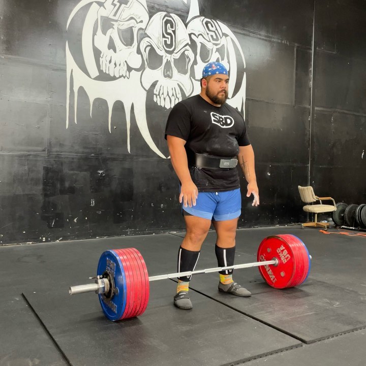 Instagram post by @mega.gojira for Jacked Factory. Caption reads: 815 lbs/370 kg x 1 “Strength that can be impacted....