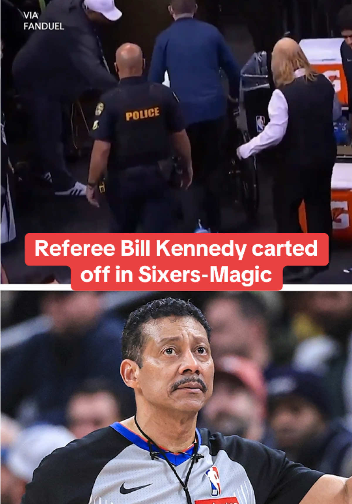 TikTok post by @yahoosports for FanDuel. Caption reads: [...] to the locker room. #nba #magic #76ers (via....